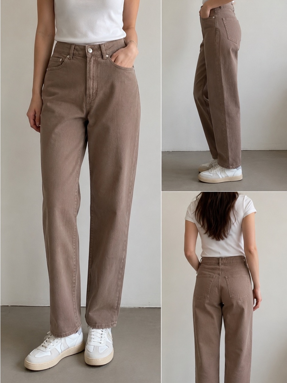 H&M Taupe Brown Tapered Jeans – Size 6 (EU 38)
